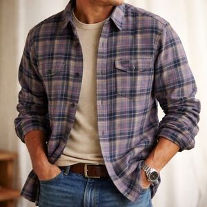 Oakley Mens Flannel Shirt Plaid Button Up Long‎ Sleeve Size M/M Purple